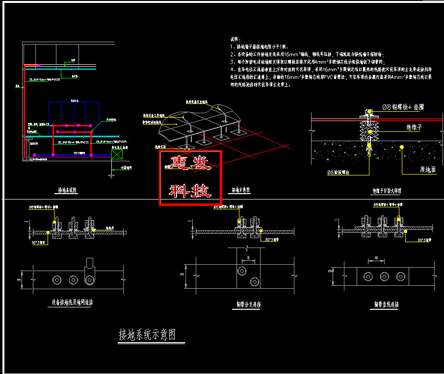 机房架空防静电地板接地做法