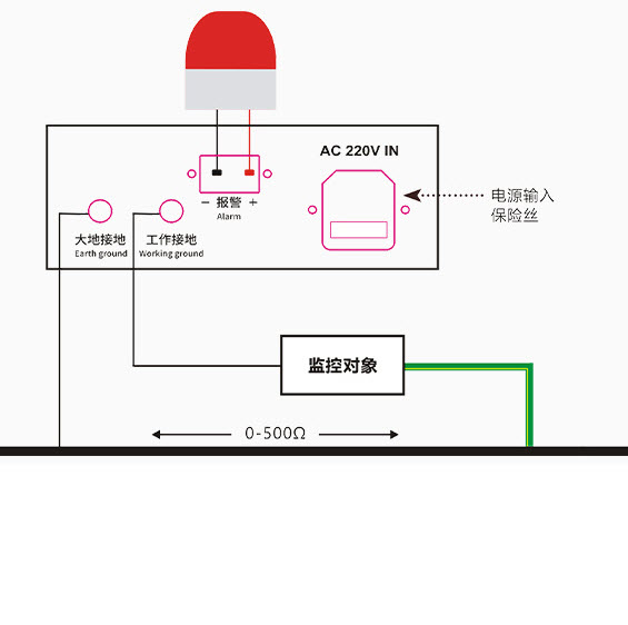 在线接地连接监测报警器接线连接