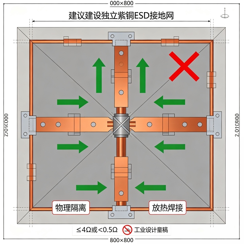 独立紫铜 ESD 接地网