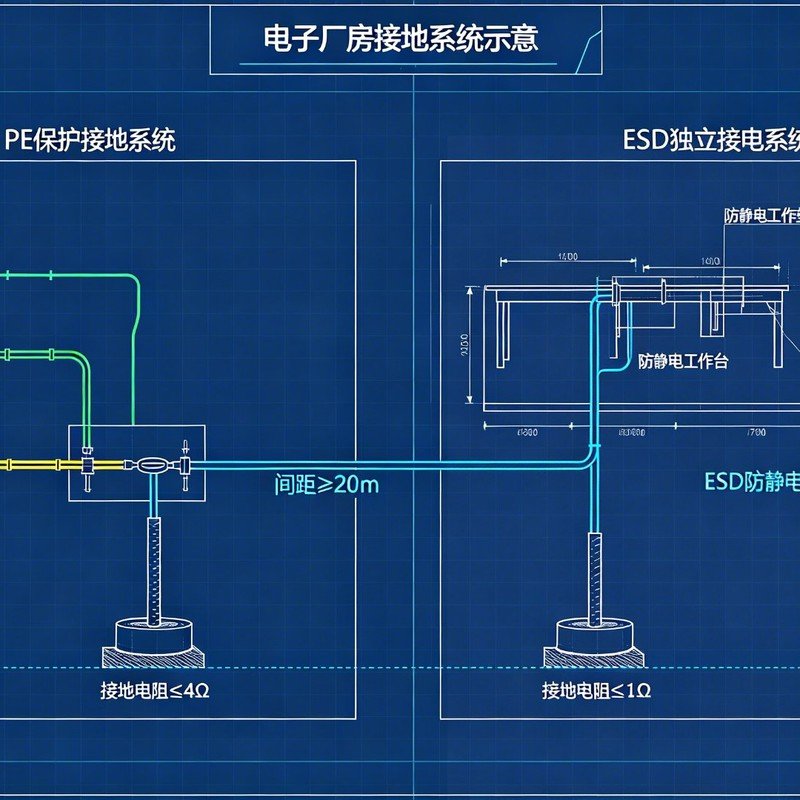 电子厂房接地系统示意图