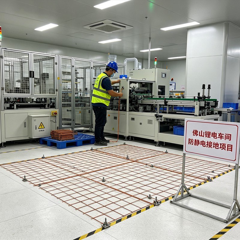 佛山锂电新能源车间防静电接地施工案例
