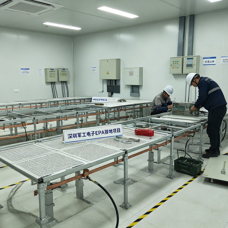 深圳军工电子EPA防静电工作区接地施工案例