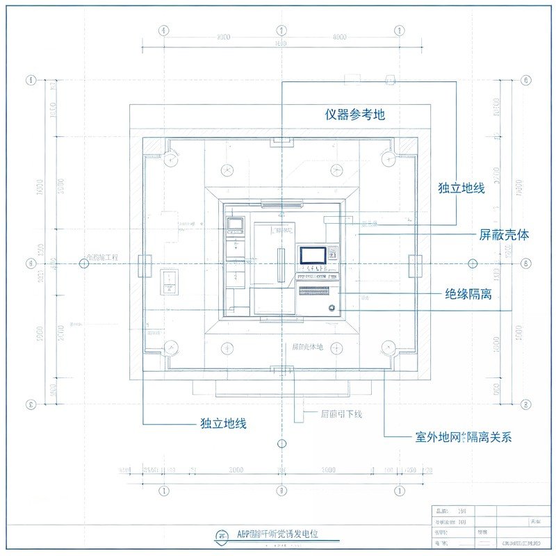复合屏蔽机房分区接地剖面蓝图