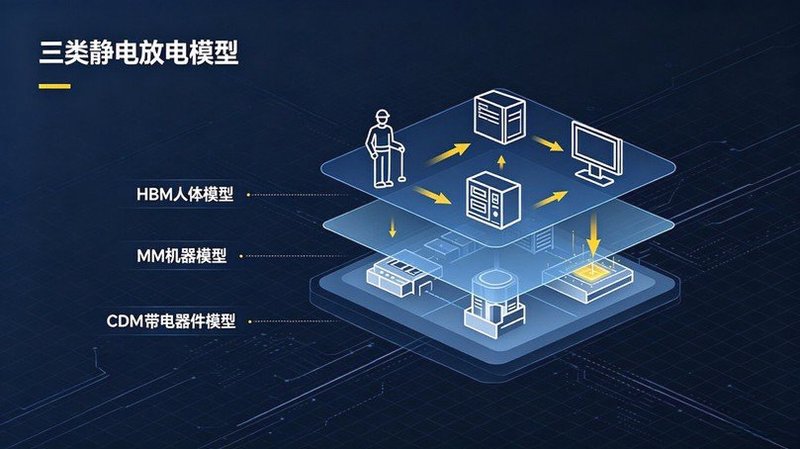 HBM人体/MM机器/CDM带电器件三类放电模型原理卡片